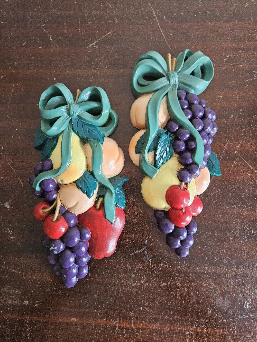 Vtg 1995 Burwood Products Home Interiors Fruit Wall Plaques Set Of 2 Model 3335